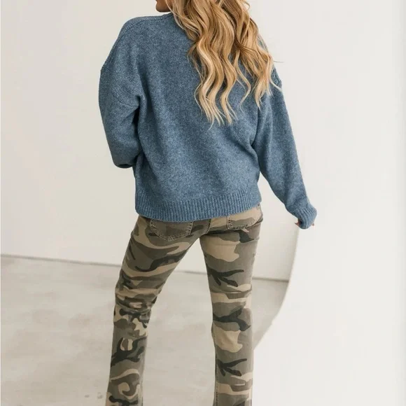 Cozy Blue Hound Dog Crewneck Sweater - Picture 2 of 7